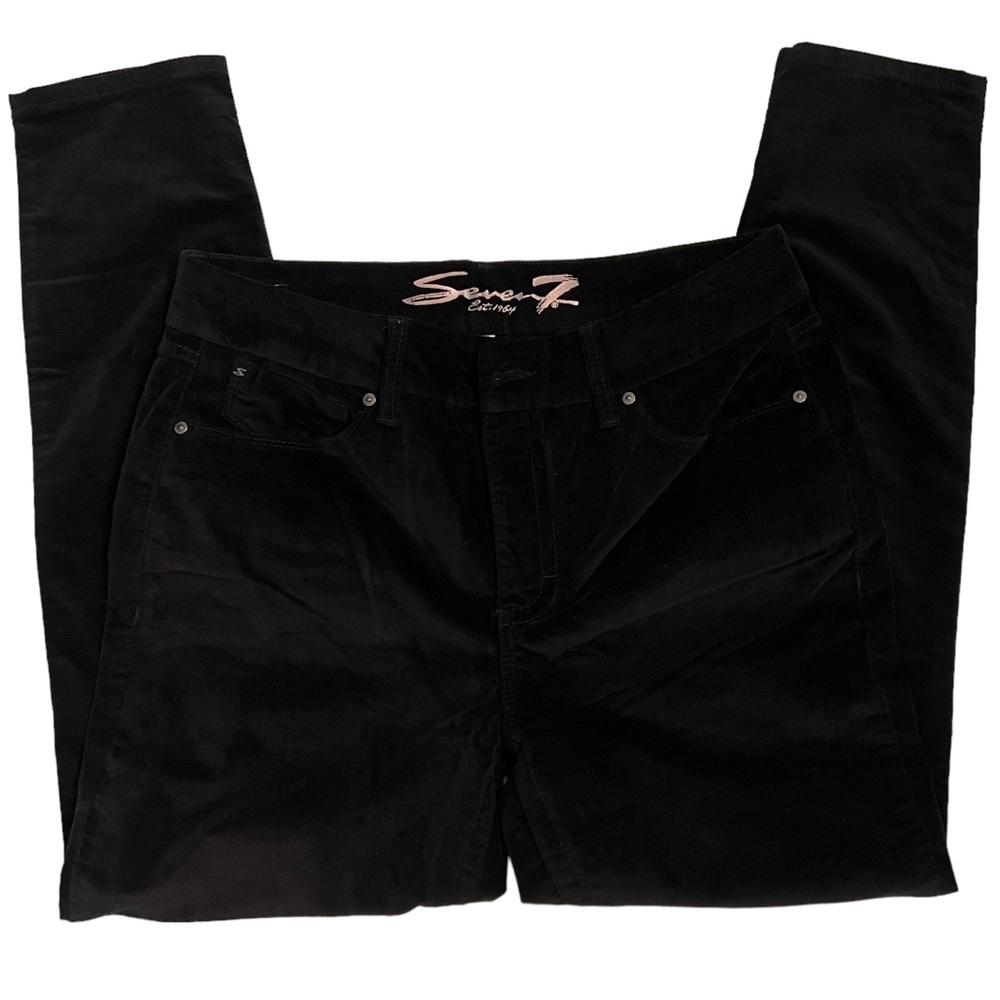 Seven7 Women’s Black Velvet Tummyless High Rise Skinny Jean Pant Size 12